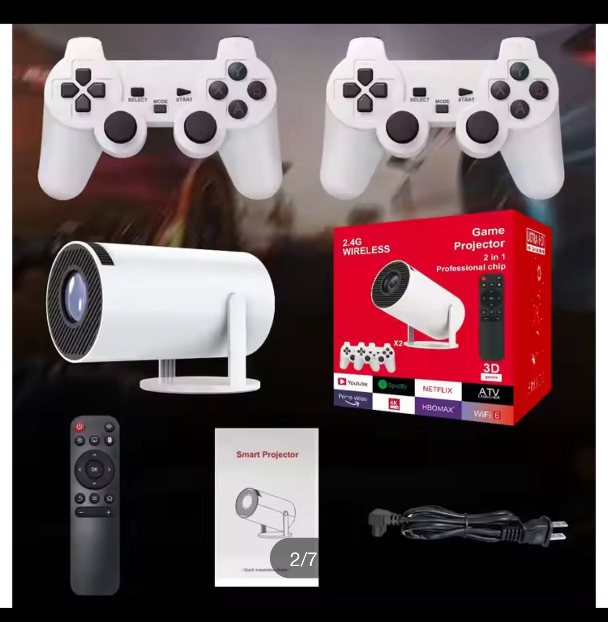 2-in-1 Professional Chip Game Projector With 2.4G Wireless