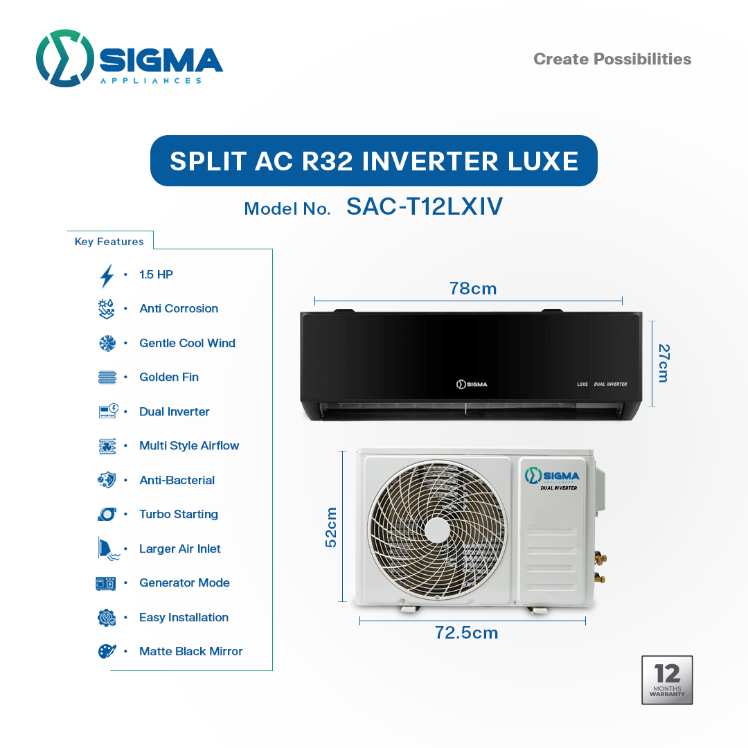 SIGMA 1.5hp R32 DUAL INVERTER Mirror